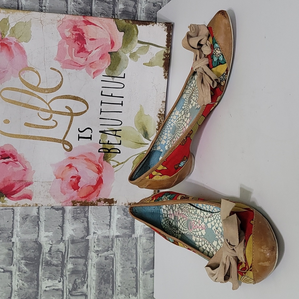 Irregular Choice Vintage Floral Low Heel Pumps Top Bow